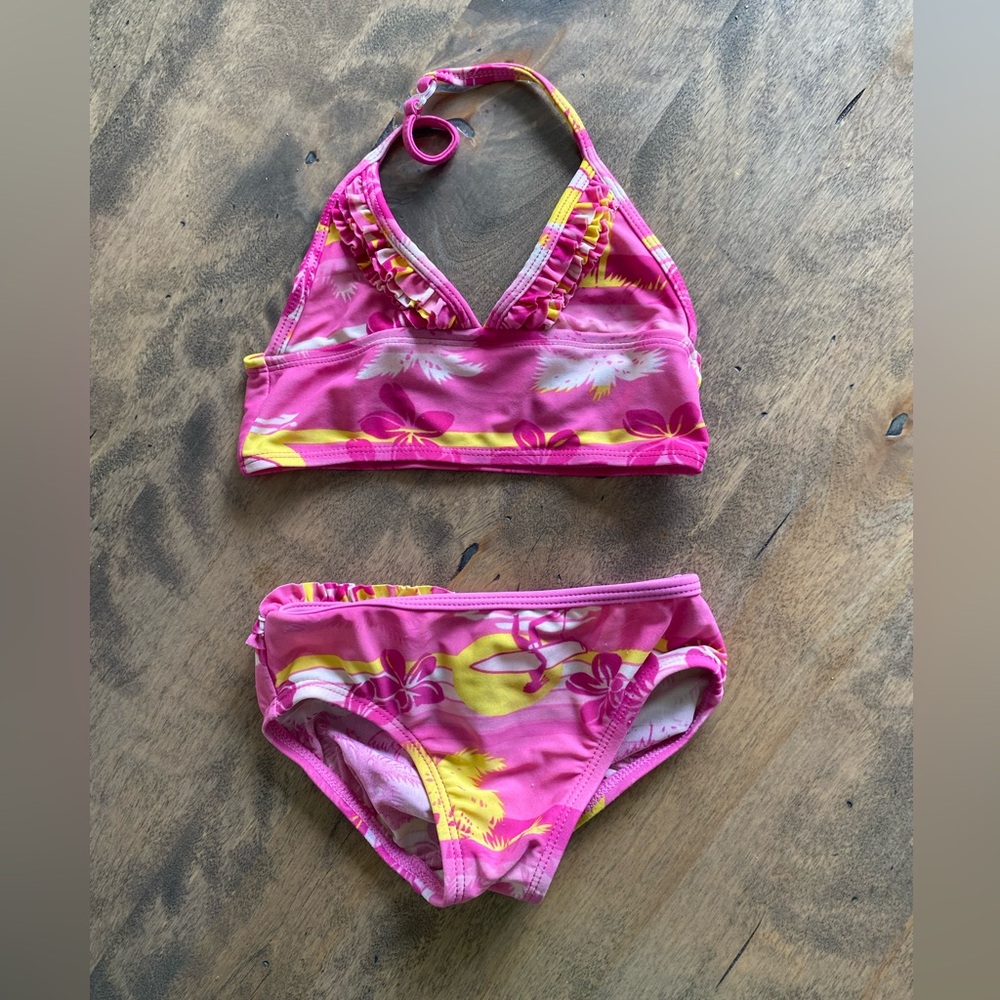 Pink Floral Kids Swim Set